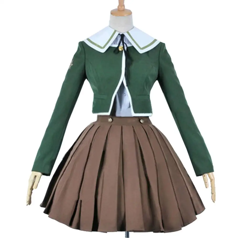 Danganronpa Dangan-Ronpa Chihiro Fujisaki Униформа пальто юбка рубашка аниме Хэллоуин косплей костюмы для женщин - Цвет: Зеленый