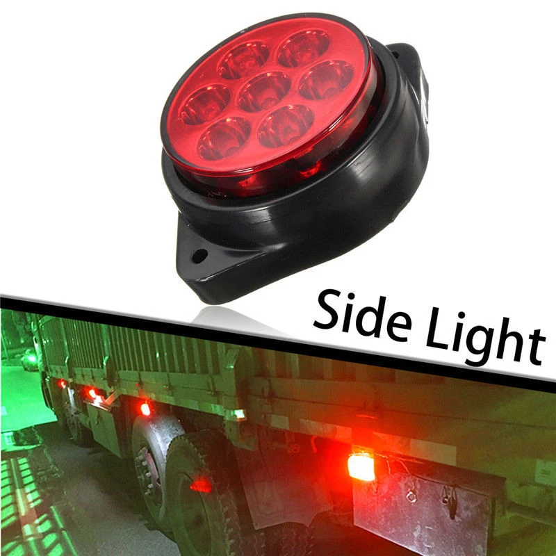 JXLCLYL  Red 7 LED Round Side Marker Indicator Clearance Light Car Truck Trailer