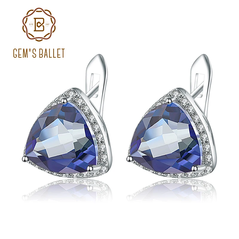 

Gem's Ballet 4.48Ct Natural Iolite Blue Mystic Quartz Gemstone Stud Earrings For Women 925 Sterling Silver Fine Jewelry