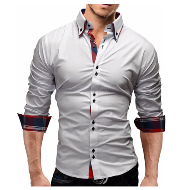 Мужская рубашка, весна, бренд, деловая мужская приталенная рубашка, мужская рубашка с длинным рукавом, Повседневная рубашка, Camisa Masculina, размер M-3XL