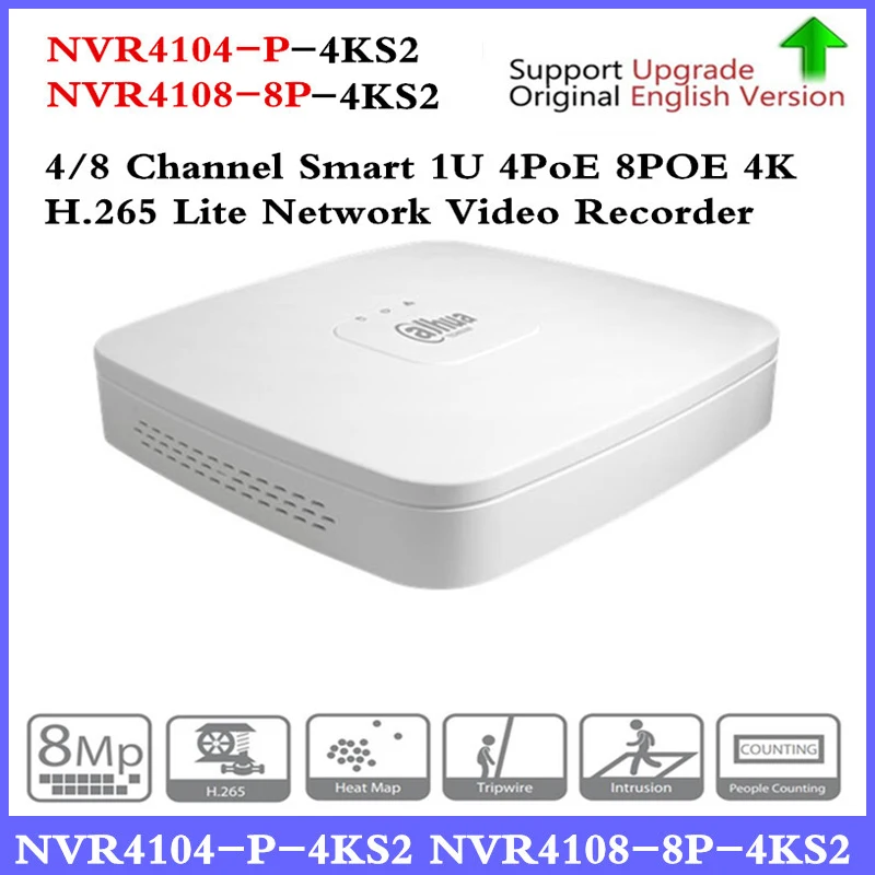 

DH 4K POE NVR NVR4104-P-4KS2 NVR4108-8P-4KS2 with 4/8ch PoE h.265 Video Recorder Support ONVIF 2.4 SDK CGI White POE NVR
