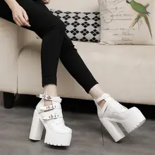 STAN SHARK Women Boots thick-bottomed Short Boots White Super High With Punk Performance high-heeled Short Shoes black 14CM