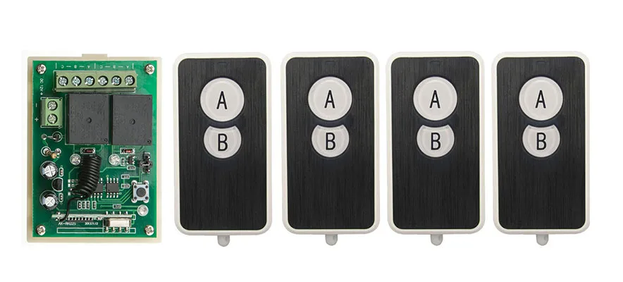 

DC12V 10A 2CH Wireless RF Remote Control Switch 4* Ultra - thin acrylic Transmitter+ 1*Receiver /lamp/ window/Garage Doors