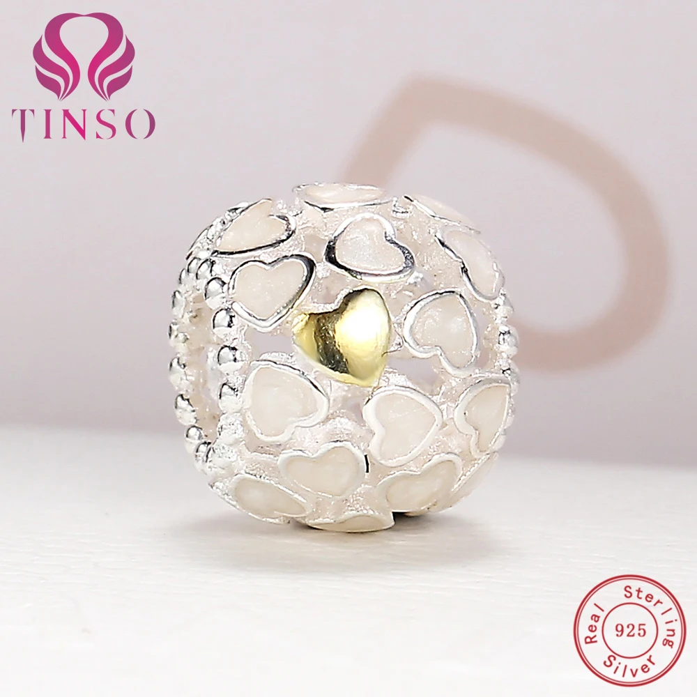 

Authentic High Quality Real 925 Sterling Silver Round Heart Charms Beads Fit Original Pandora Bracelet for Jewelry Making