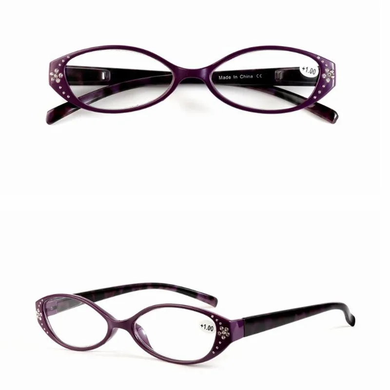 Новинка, женские очки для чтения с леопардовым принтом, кошачий глаз, бриллиант, декоративная пластиковая оправа для очков, для женщин, Пресбиопия 1,0-3,5 R060