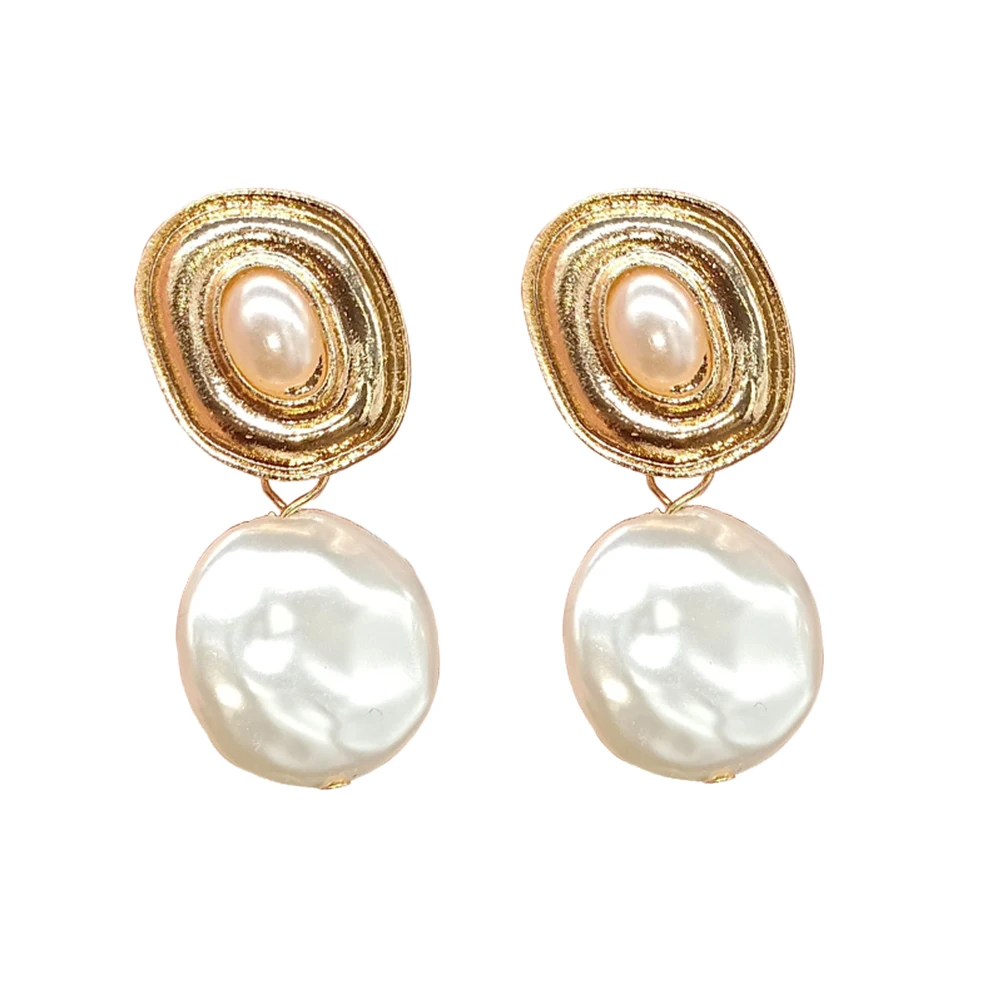 

1 Pair Pearl Earring Irregular Alloy Earbob Stud Earring for Lady