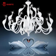 Moderno led swan lustre de iluminação com g4 lâmpada led lustres para sala estar quarto design nórdico lustre ferro forjado
