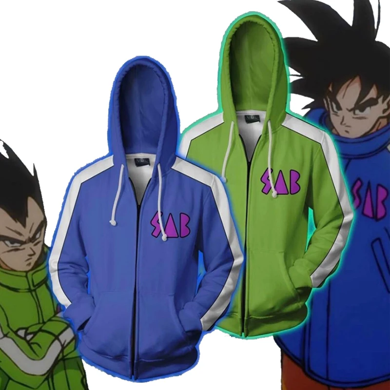 

2019 Men Zipper Hoodies Dragon Ball Super Jacket 3D Vegeta Kid Goku Printed Anime Hooded Cosplay Sweatshirt Coats Cardigan
