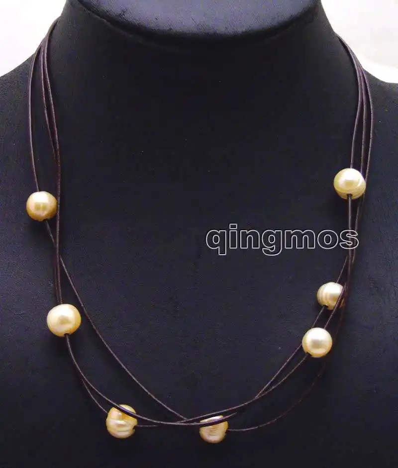 

SALE 10-11mm Natural Potato shape Pink Freshwater Pearls 3 Strands 19-21" necklace-nec5937 wholesale/retail Free shipping