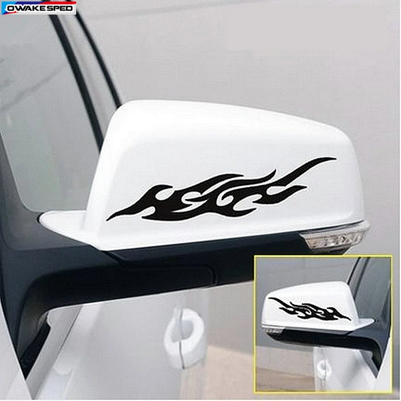 15CM Flame Totems Rearview Mirror Decor Decal Car Creative Waterproof