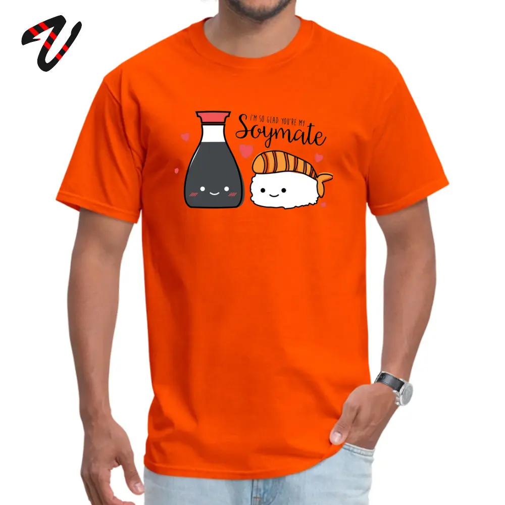 Group Printed T Shirts for Men 100% Cotton Summer/Autumn Tops Shirt Summer T-Shirt Short Sleeve Prevailing O-Neck Im So Glad Youre My SOYMATE -16825 orange