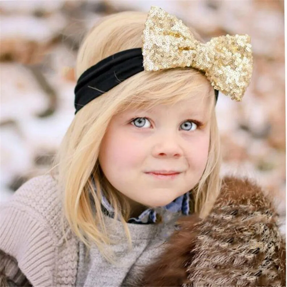 Buy MHS.SUN 1PCS Sequin Bow Child Kid Headband Fashion