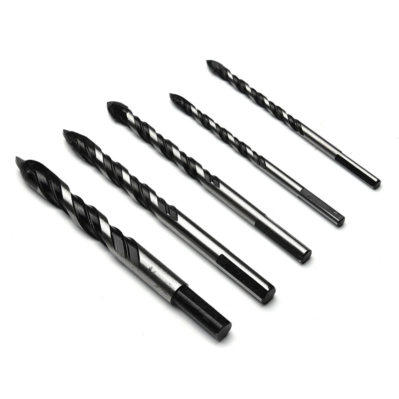 002 MPT 5Pcs Tungsten Carbide Glass Drill Bit Carbide Edges Tile Drill Set Titanium Coated ith Hex Shank Power Tools Accessories