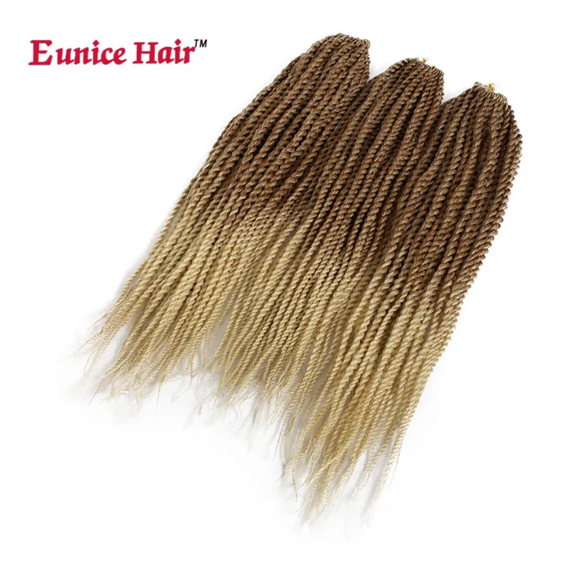 

3-5 Packs 14 18 22 inch Eunice Senegalese Twist Hair Crochet Braid Extensions Ombre 613 blonde Synthetic Hair For Braiding