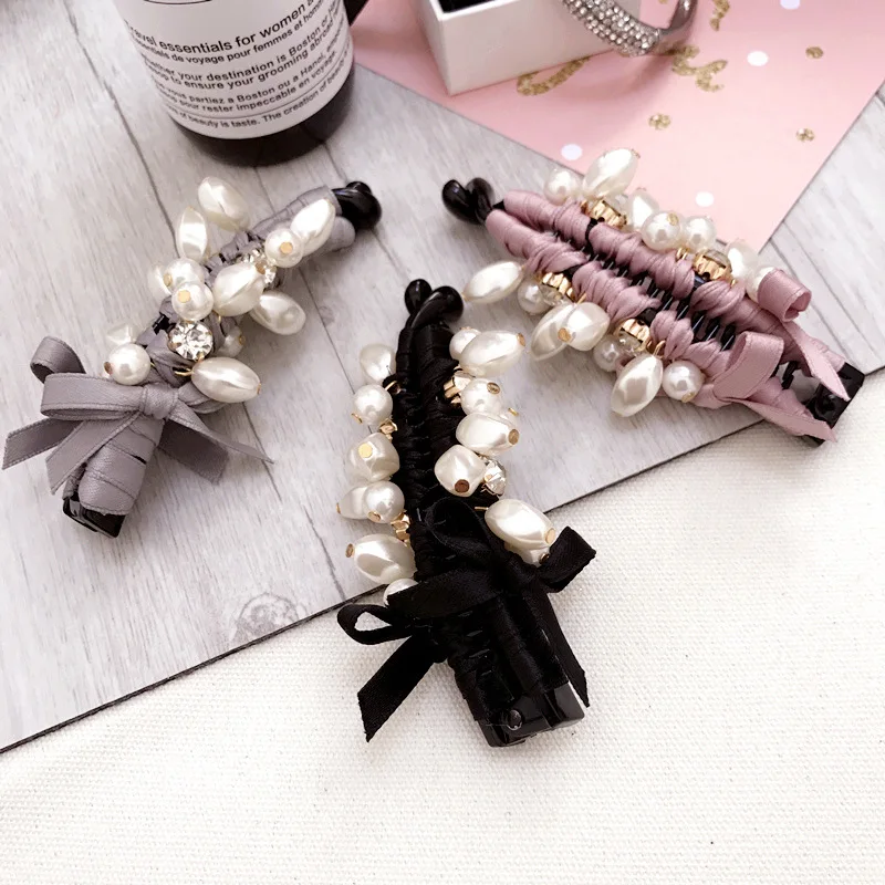 Girl Ponytail Banana clip Peal Rhinestone Women fashion headwear delicate hair Long Hair Barrettes Elegant Hair  Accessories danmunier sandalwood embossed dragon long handle umbrella delicate original straight bar vintage solid color double umbrella win