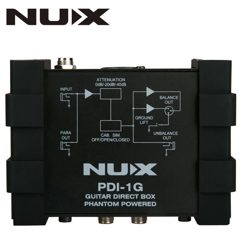 NUX PDI-1G гитары прямая коробка Phantom питание инъекций Аудио смеситель Para Out наземный Лифт компактный дизайн металла корпус