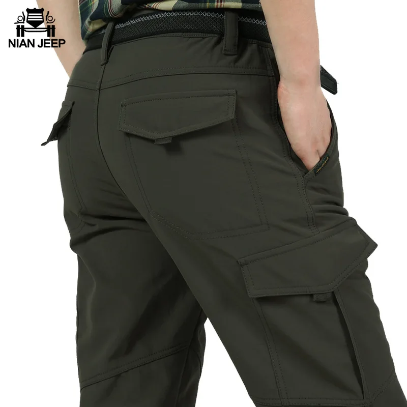 Новинка AFS ZDJP мужские брюки карго теплые осенние и зимние брюки с несколькими карманами для мужчин s Брюки homme брюки - Цвет: Plus velvet ArmyGeen
