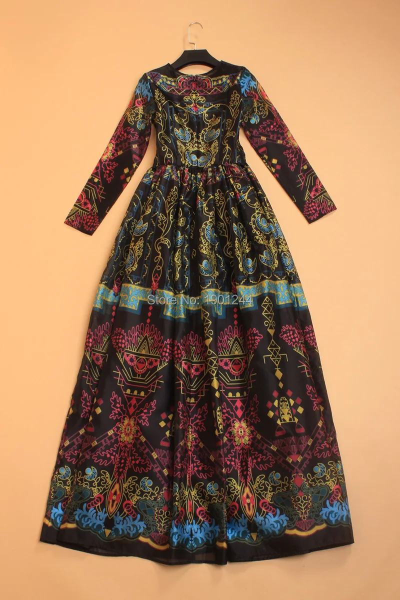 Ретро элегантное Цветочное платье с принтом, платье и саморазвитие и положить Подиум высококачественный пользовательский женский Vestidos плюс размер