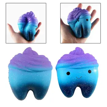 

11.8CM Rainbow Tooth PU Toys Cute Cream Scented Cartoon Tooth Focus Squeeze Fun Toy Soft Press Toys