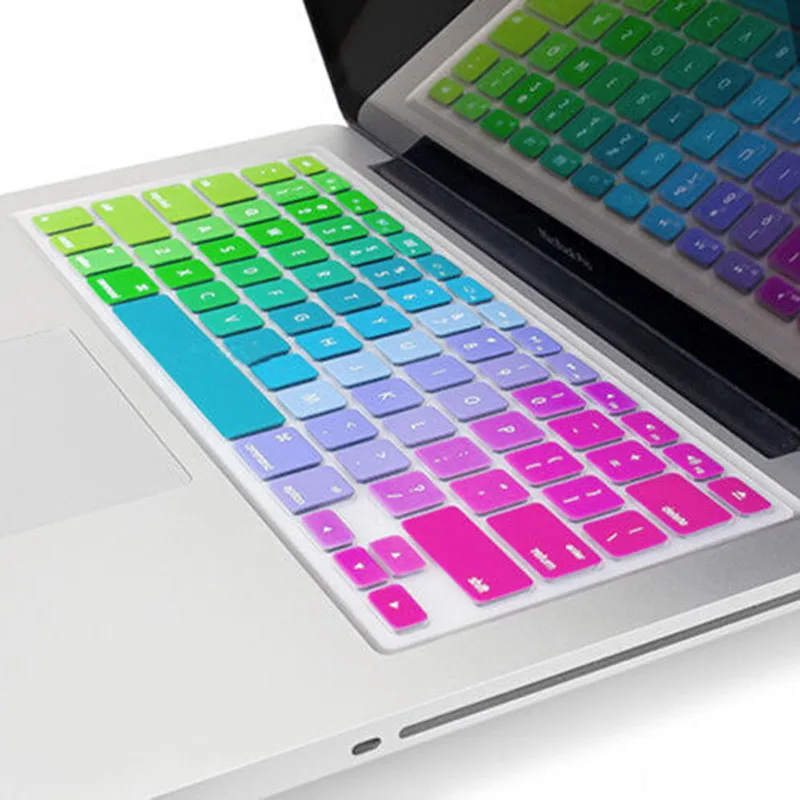 131517SiliconeRainbowKeyboardSkinCoverForAppleMacbookLaptopKeyboardStickers