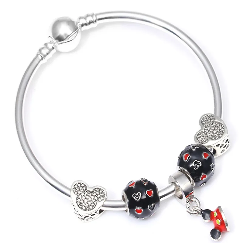 DSZ057 SEIALOY модный серебряный цвет мультфильм Микки Минни Любовь бусины бренд браслеты для женщин бисером Шарм для браслета, украшения в подарок - Окраска металла: DSZ057