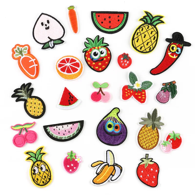 

Fruit Vegetable Embroidery Pineapple Watermelon Embroidery Cloth Sticking Apparel Accessories Iron Patches for Clothing