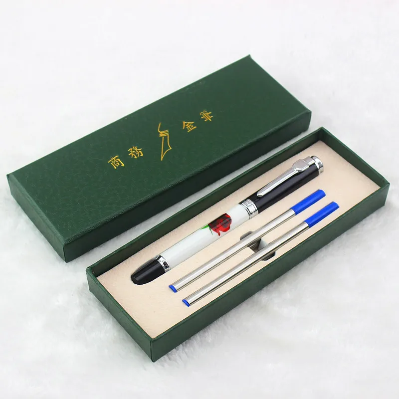 Высококачественная Роскошная деловая роликовая ручка jinhao, керамические шариковые ручки с цветком сливы, 0,7 синие и черные чернила для бизнес-офиса, подарок - Цвет: R