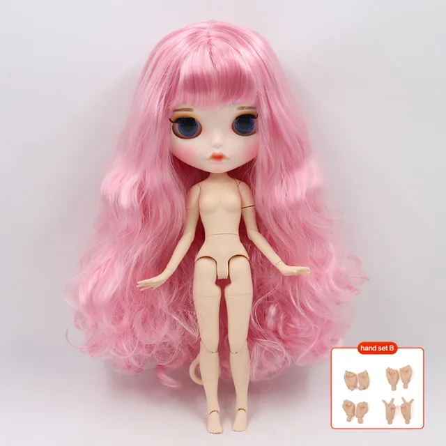 with hand B Ледяная фабрика blyth кукла NO. BL1050/1017 30 см Индивидуальные обнаженные куклы с соединением тела розовые волосы для 1/6 BJD кукла для девочки подарок - Цвет: with hand B