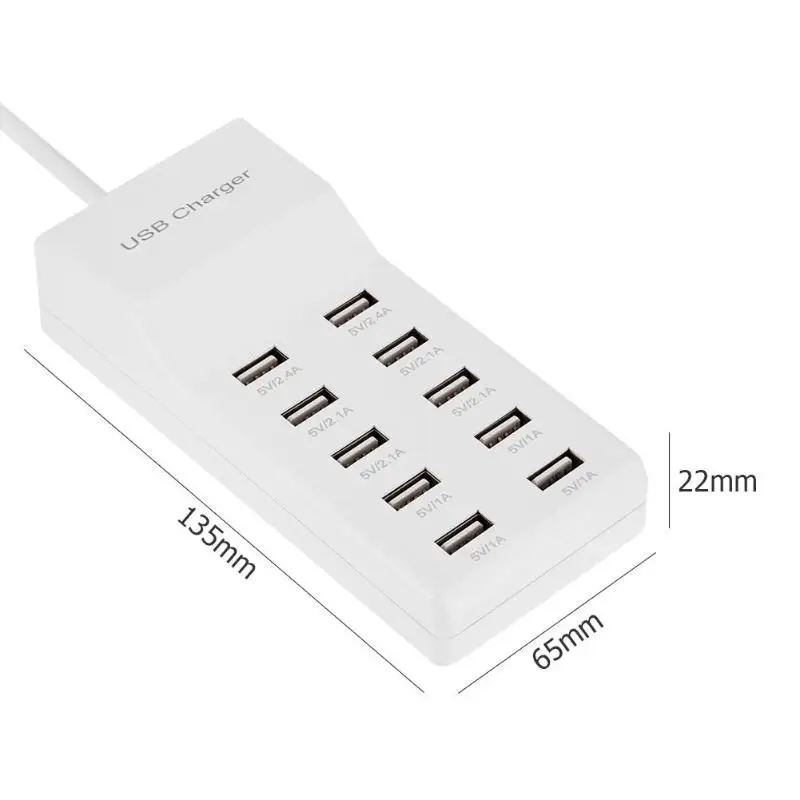 ALLOYSEED 10 Порты USB Зарядное устройство 5 V 10A быстрой зарядки Настольный мобильный телефон зарядное устройство USB разъем для смарт-телефонов и планшетных