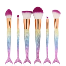 LCBOX 6Pcs Mermaid Makeup Brush Set Fish Tail Foundation Powder Eyeshadow Make up Brushes Contour Cosmetic Brush