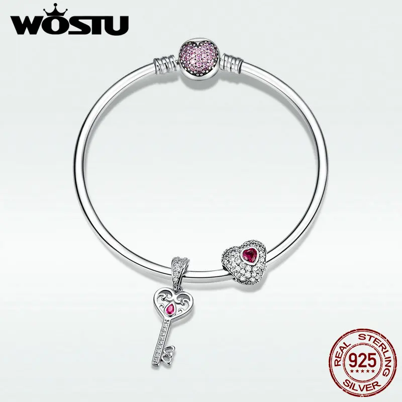 WOSTU, Новое поступление, 925 пробы, серебряный, любовь, обещание, браслеты и браслеты для женщин, романтические, классические бусы, ювелирное изделие, подарок, DXB817