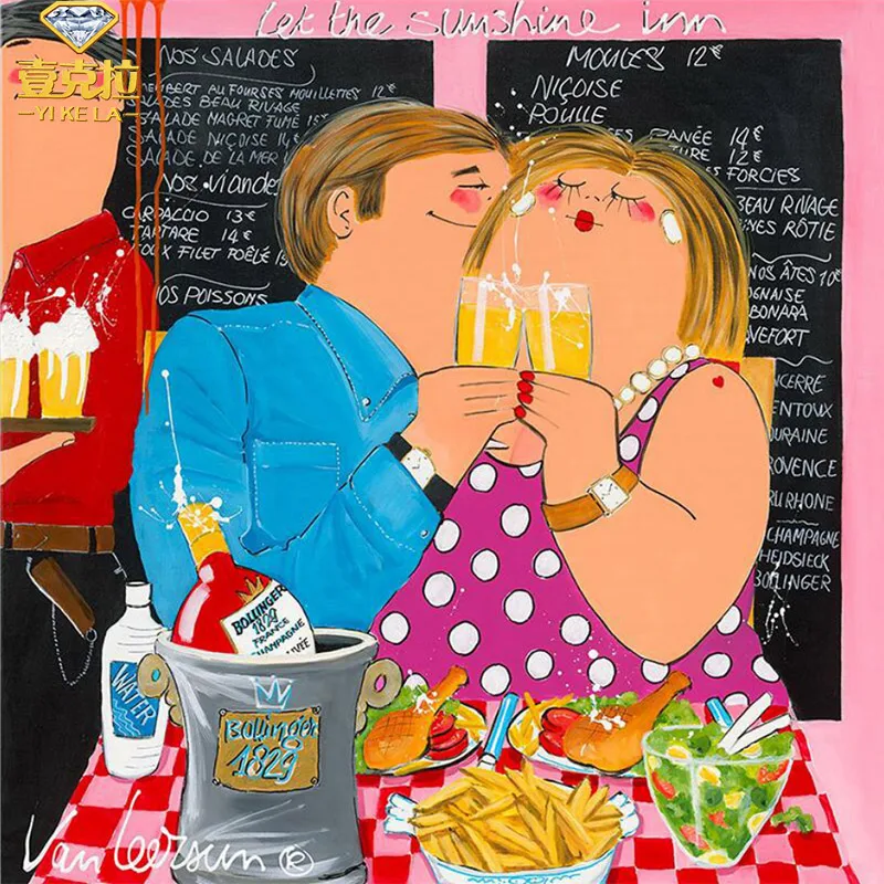 

Cartoon Women Couple 5D DIY Diamond Painting Cartoon Fat Lady Diamond Embroidery Wall Decor