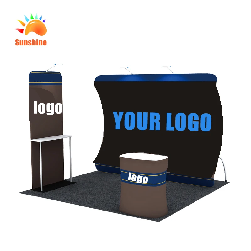 

New Arrival 10ft Curved Stretch Tension Fabric Display Backdrop stand for exhibition booth or advertising