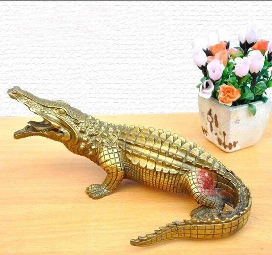 

Nice Bronze Brass Alligator Crocodile Statue Figure 9"Long
