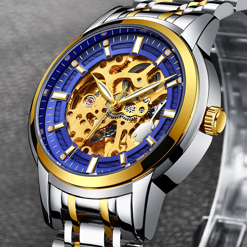 

LIGE men's watch top brand luxury business waterproof automatic mechanical watch men's hollow watch relogio masculino