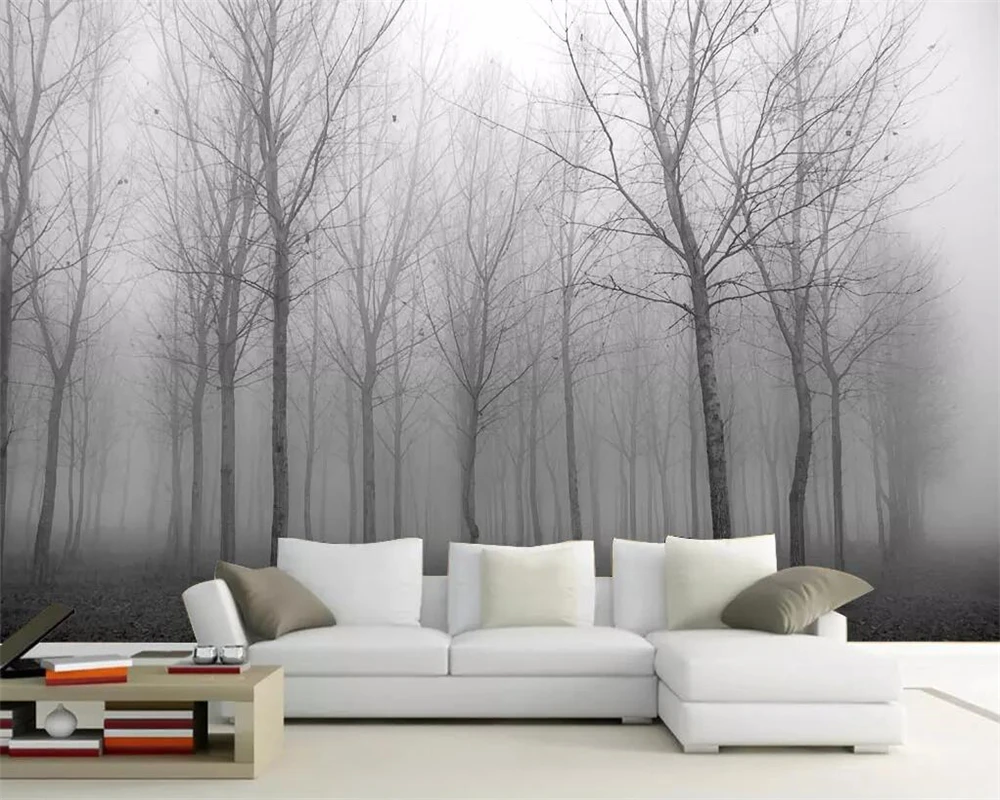 Beibehang Custom wallpaper fog in the forest European home decoration TV background wall living room bedroom murals 3d Wallpaper