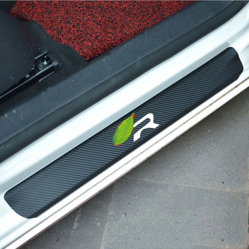 for VW Passat Door Sill Protector Reflective 4D Carbon Fiber Sticker Door Entry Guard Door Sill Scuff Plate Stickers Auto Accessories 4Pcs Blue