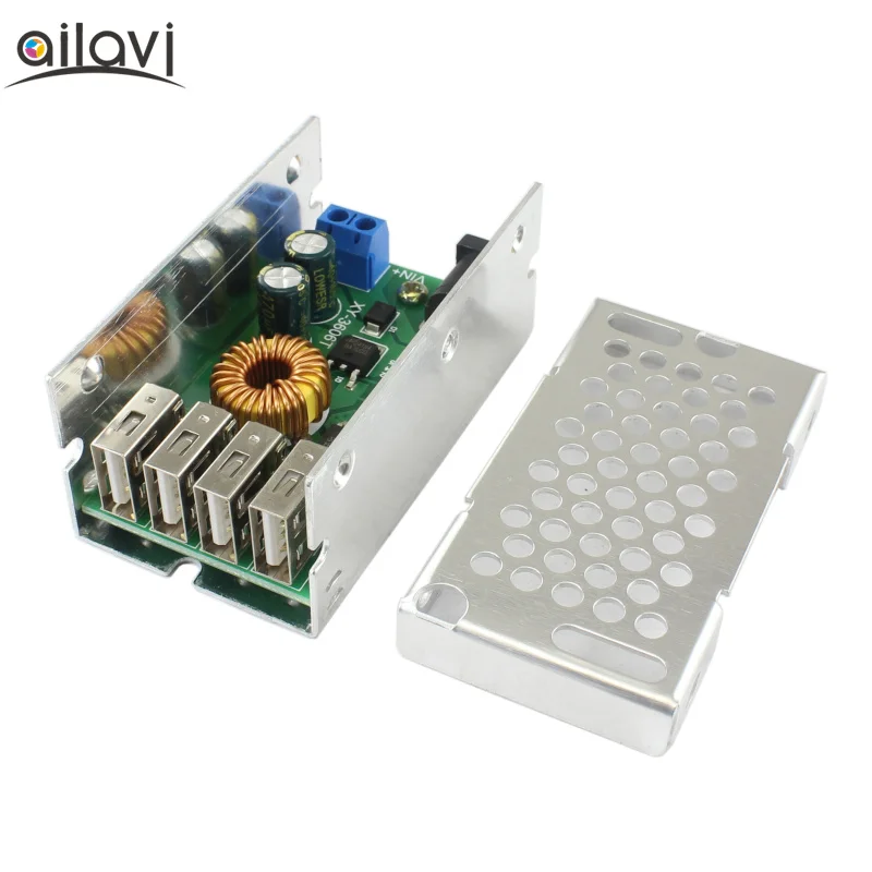 DC-DC Power Buck Converter Module 24V 12V To 5V 5A High Efficiency 4 USB Ports Power Charging Module With Aluminum Housing цена DC-DC Power Buck Converter Module 24V 12V To 5V 5A High Efficiency 4 USB Ports Power Charging Module With Aluminum Housing цены онлайн