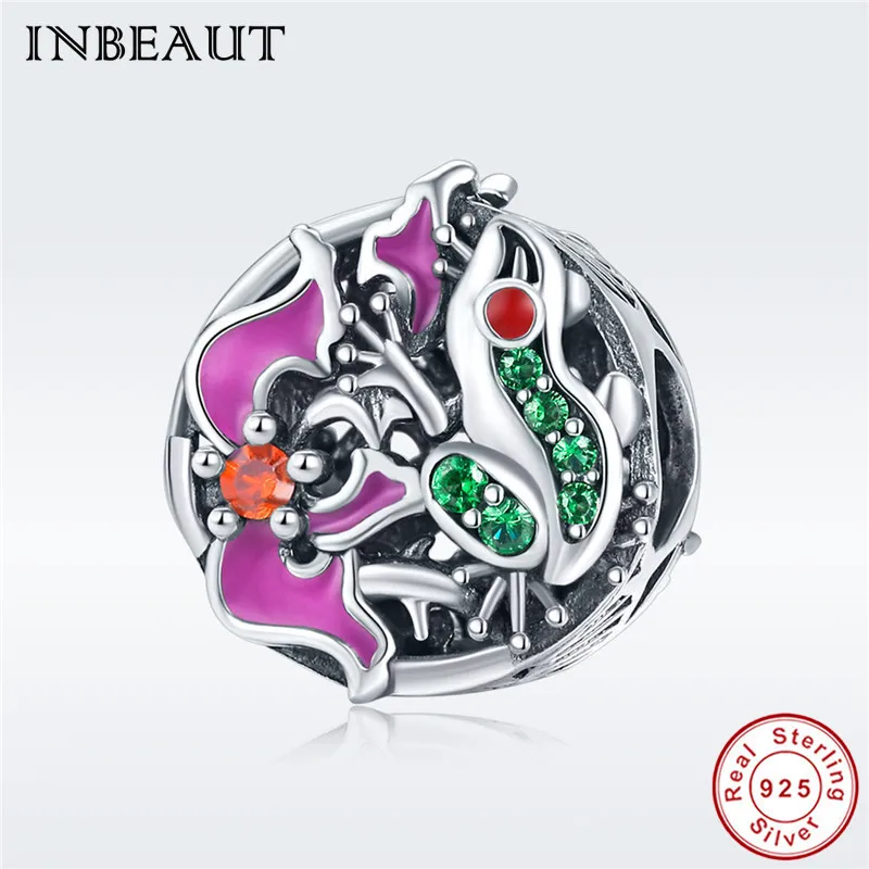 

Genuine 925 Sterling Silver Tree Frog Adventure Animal Charm fit Pandora Bracelet Red&Green Cubic Zironia Wood Beads Christmas