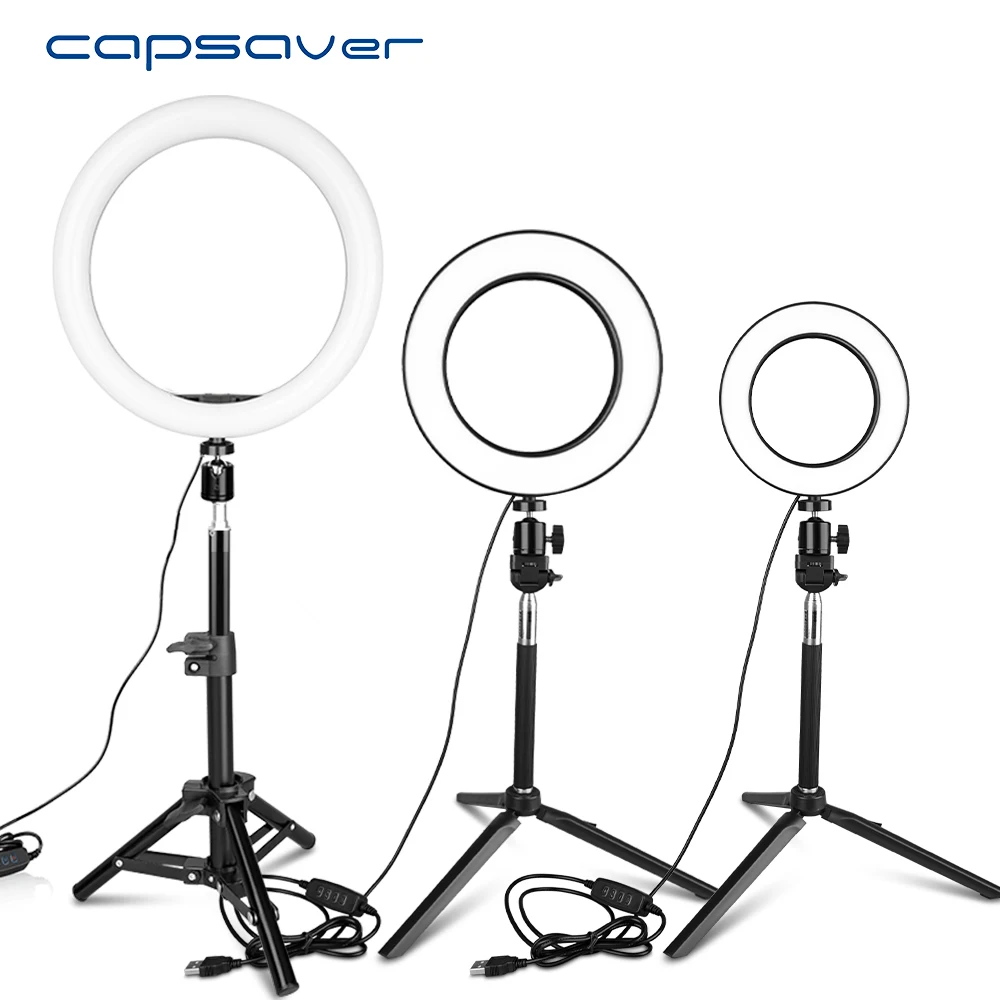 Светодиодный кольцевой светильник capsaver для селфи приглушаемая кольцевая лампа