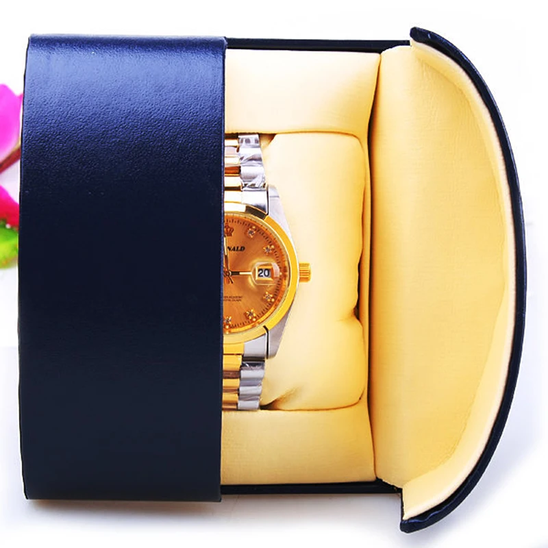 

Leather Jewelry Box For Watch Storage Case Man Gifts Watch Holder Display Blue Fashion Bracelet Bangle Organizer Bins