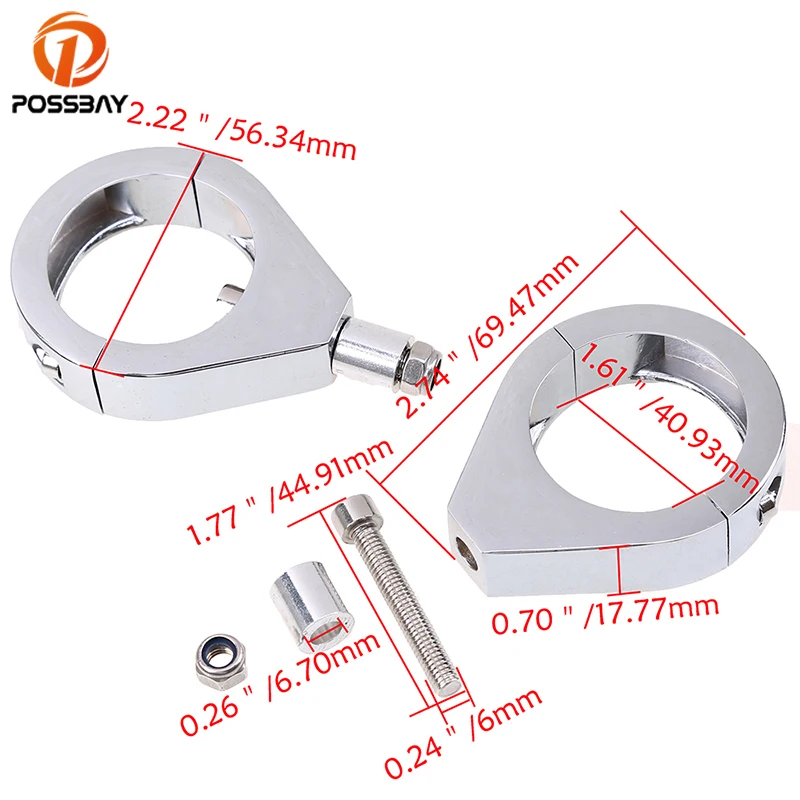 Posbay 41 мм мотоциклетный светильник сигнала поворота кронштейн Держатель хром индикатор для Harley Davidsion для перемещения вилки зажимы
