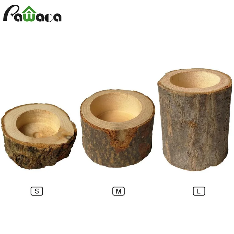 

Wood Candle Holder Tealight Candlestick Wooden Plant Flower Pot Handmade Tree Rustic Tea Light Candle Holder Home Garden Decor
