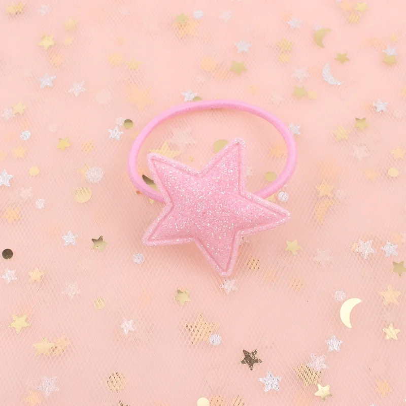 Геометрические пятиконечные звезды для девочек резинки Розовый диаметр 30 мм+ 30 мм милые аксессуары для волос для детей эластичные резинки для волос