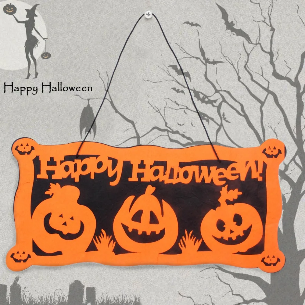 Jack-o-lanterns Pumpkin Witch Banner Felt Streamer  Halloween Decoration For Front Door-0010