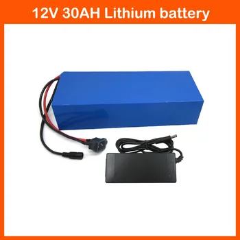 

Rechargeable 3S 12V 30000MAH Lithium bike battery pack 12V 30AH scooter Battery with 30A BMS 12.6V 3A charger Free Shipping