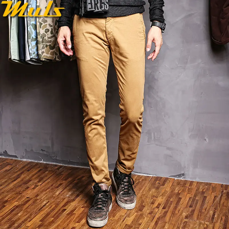 Distressed faded pants men Autumn winter Brown Black Khaki Blue thick