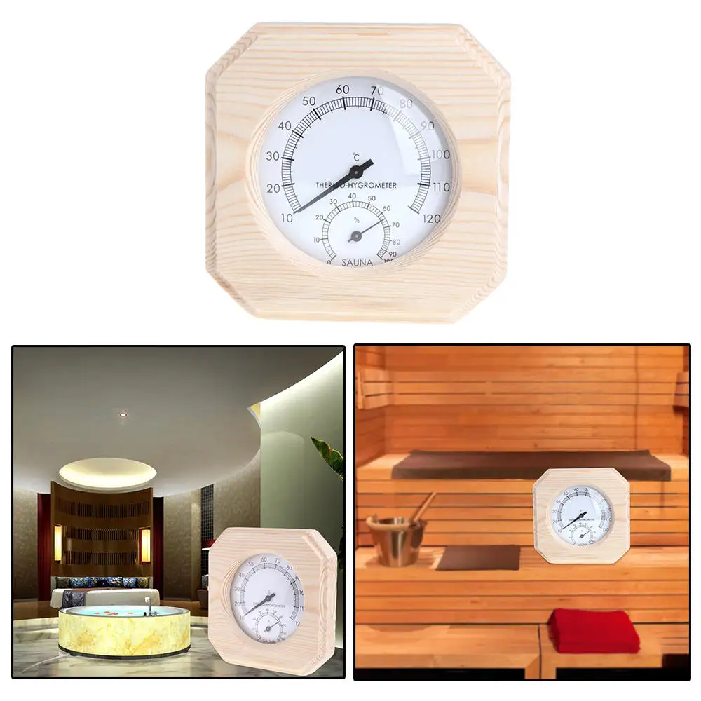 High Quality Wood Thermometer Sauna Room Temperature Thermometer Hygrothermograph Humidity Hygrometer Sauna Room Accessory