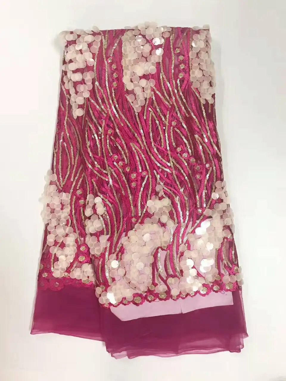 

High Quality Hand Embroidery Sequins AfricanNigerian Guipure Lace Fabric French Net Tulle Lace Fabric For party Dress JY