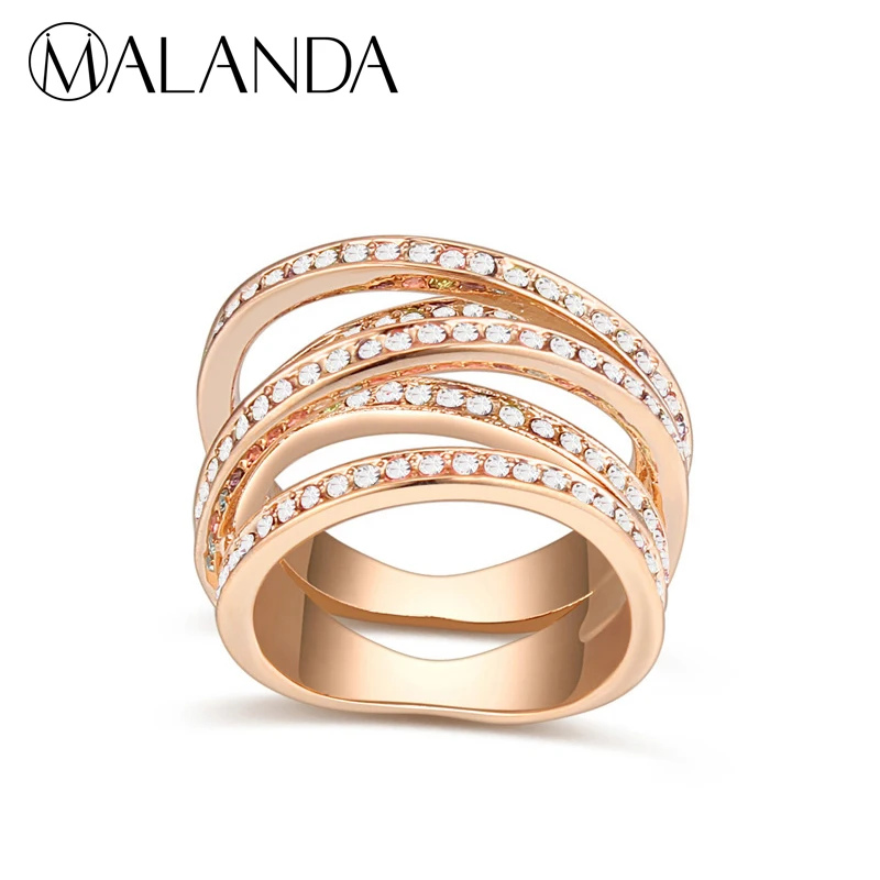 Malanda 2017 Горячие великолепный кристалл от Swarovski Топ Циркон кольцо для Для женщин